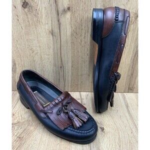 Johnston & Murphy Men’s Boat Deck Kiltie Tassel Loafers Black Brown Leather 10 M